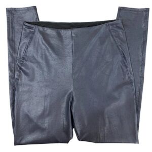 Lysse' Patterned/Foiled Faux Leather‎ Leggings Navy Blue Size L